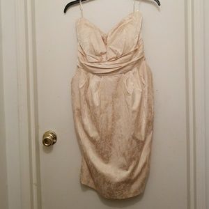 Gold strapless pocket dress